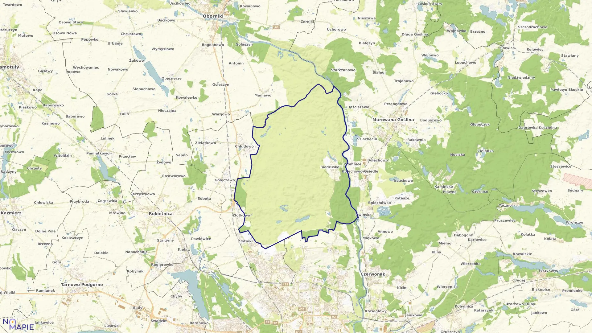 Mapa obrębu BIEDRUSKO w gminie Suchy Las