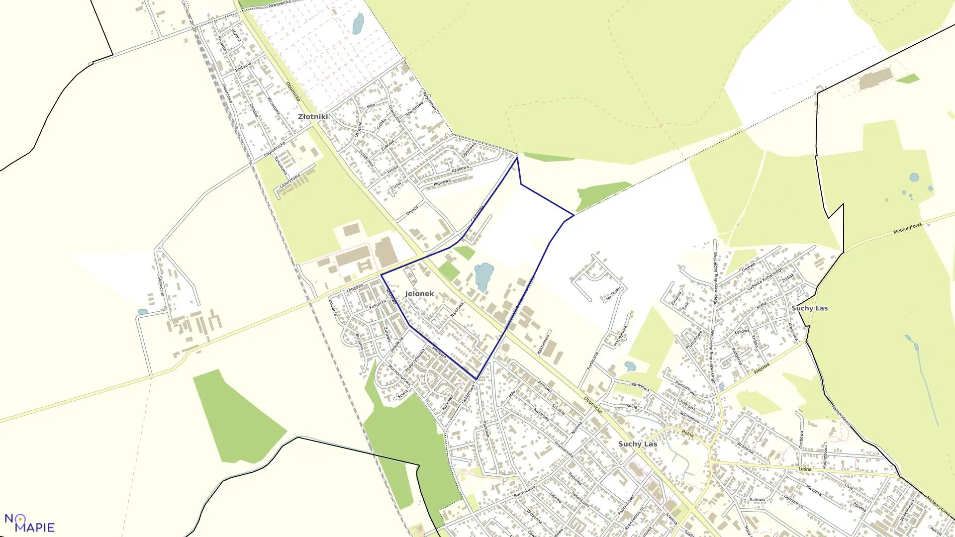 Mapa obrębu JELONEK w gminie Suchy Las